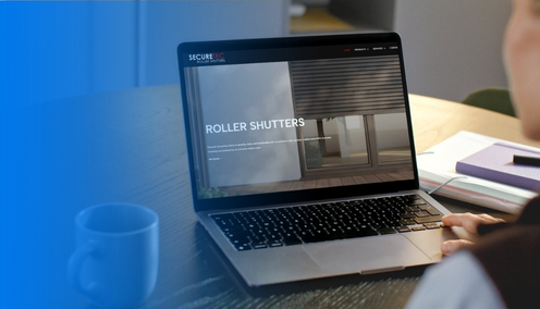 Securetec Shutters website shown on a laptop